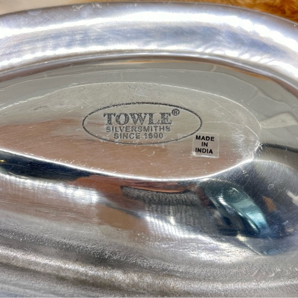 Towle Silversmiths Silver Oval Serving Dish Bowl Inlaid Mother Of Pearl/ Onyx - Picture 7 of 13